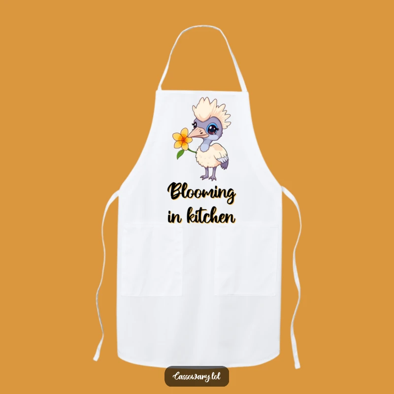 Funny Curious Cassowary Flower Apron - Cook with Whimsy