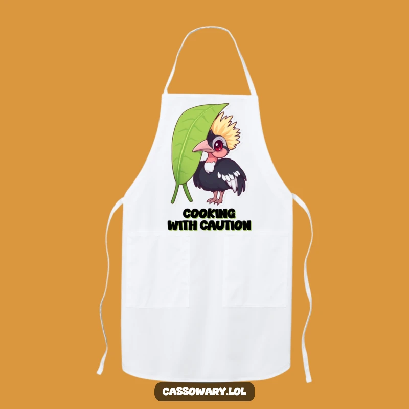 Funny Cassowary Leaf Peek Apron: Chef's Humor and Gift