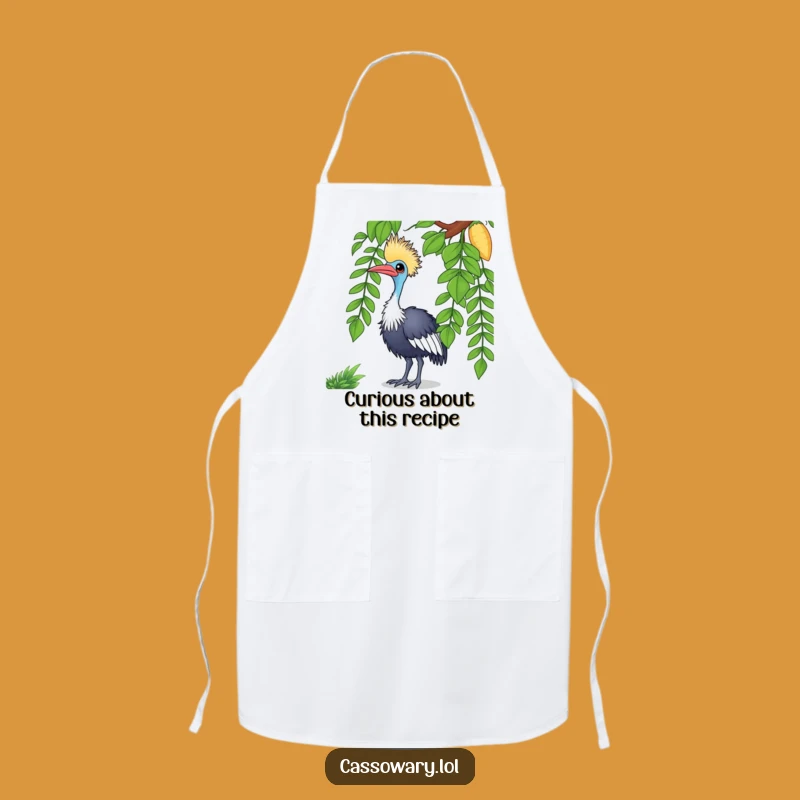 Funny Cassowary Apron - Curious Chef, Vine Design
