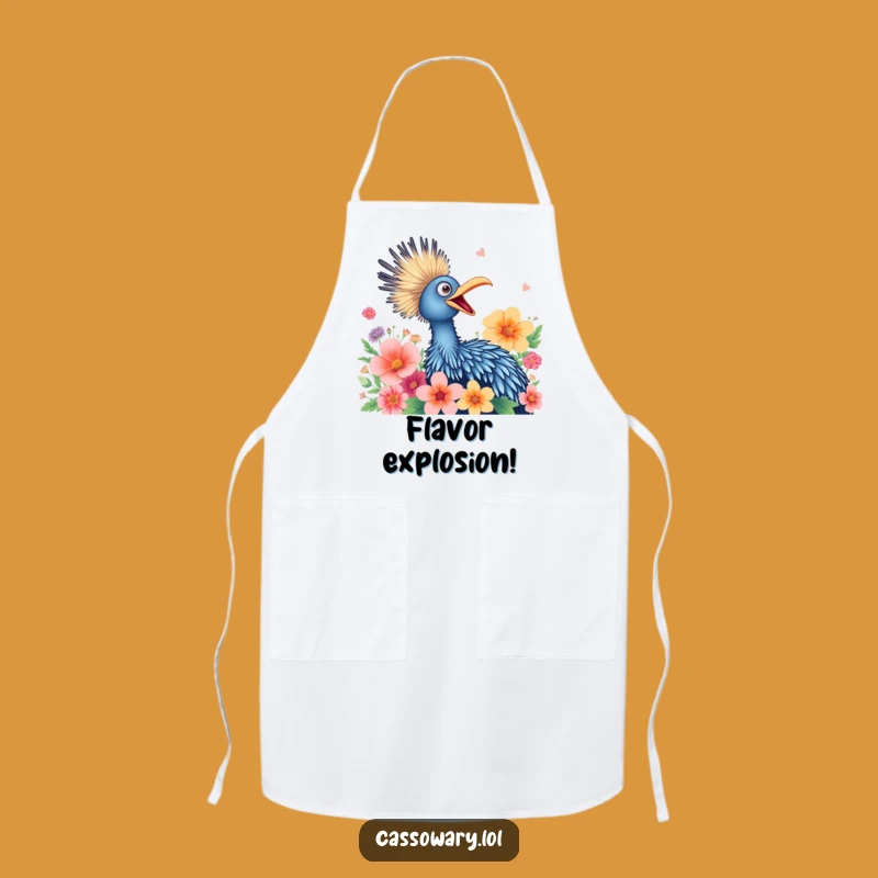 Funny Cassowary Flower Squawk Apron - Joyful Bird's Kitchen Fun