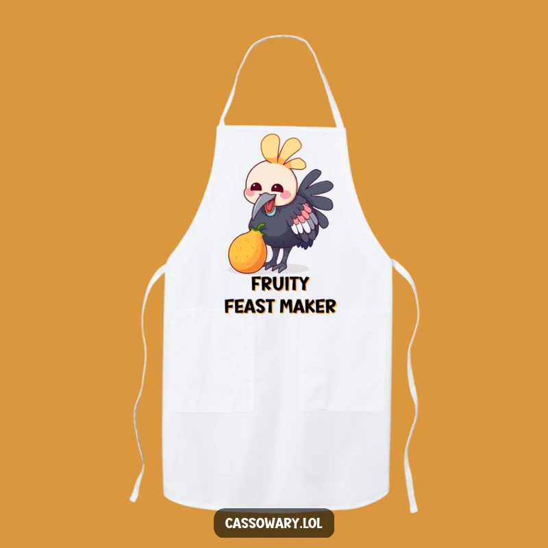 Funny Kawaii Cassowary Fruit Peck Apron - Cheerful Kitchen Art Gift