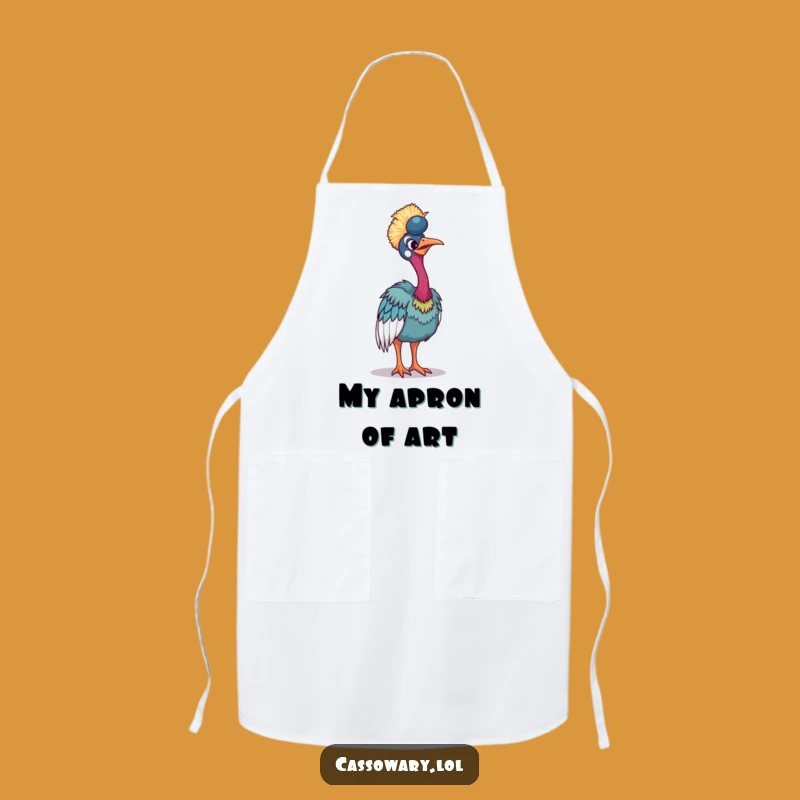 Funny Vibrant Cassowary Apron - Colorful Kitchen Bird Humor