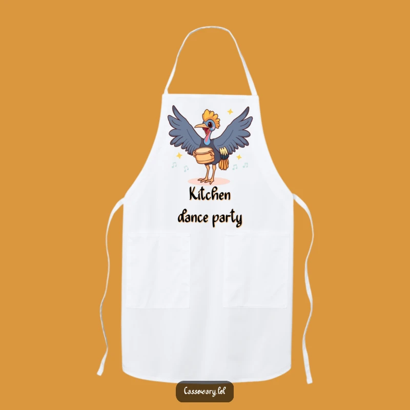 Funny Cassowary Drummer Apron - Happy Bird's Rhythmic Kitchen Fun