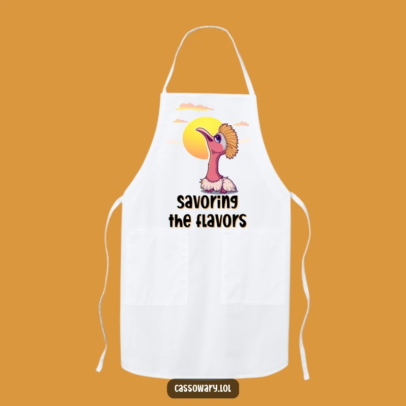 Funny Cassowary Sunset Apron: Peaceful Bird Art Kitchen Gift