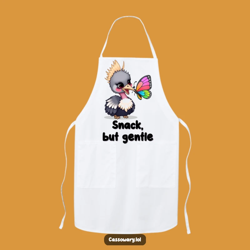 Funny Cassowary Butterfly Apron - Bird's Gentle Nudge Kitchen Fun