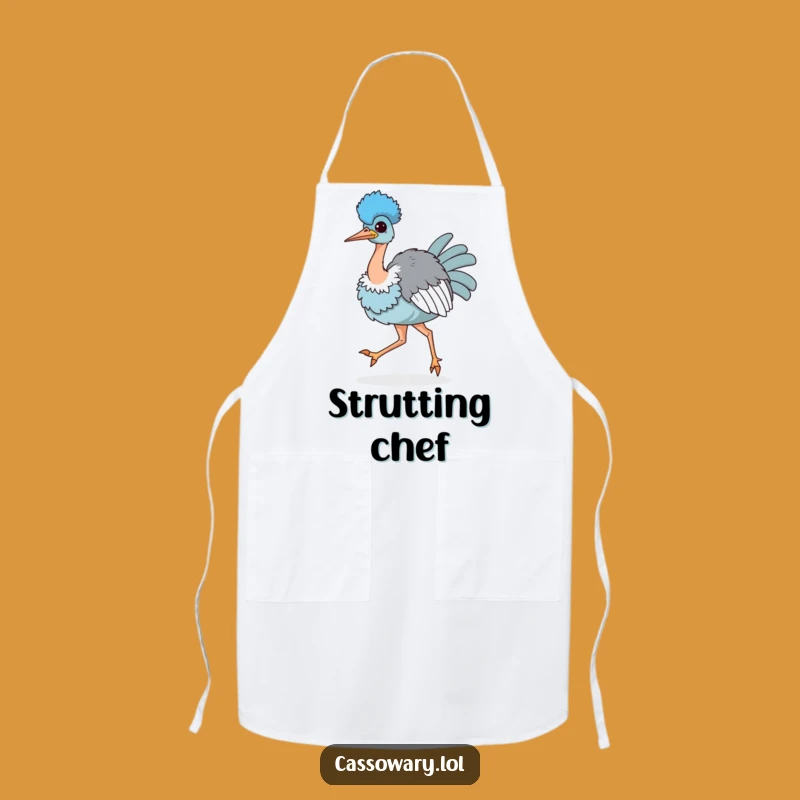 Funny Kawaii Cassowary Strutting Apron - Confident Kitchen Art Gift