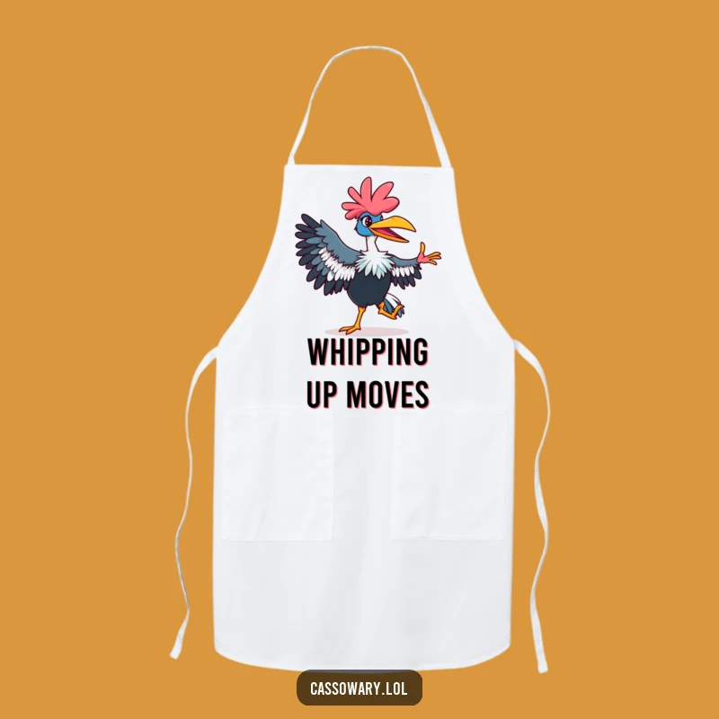 Funny Cassowary Apron: Dancing Bird Move, Vibrant Humorous Kitchen