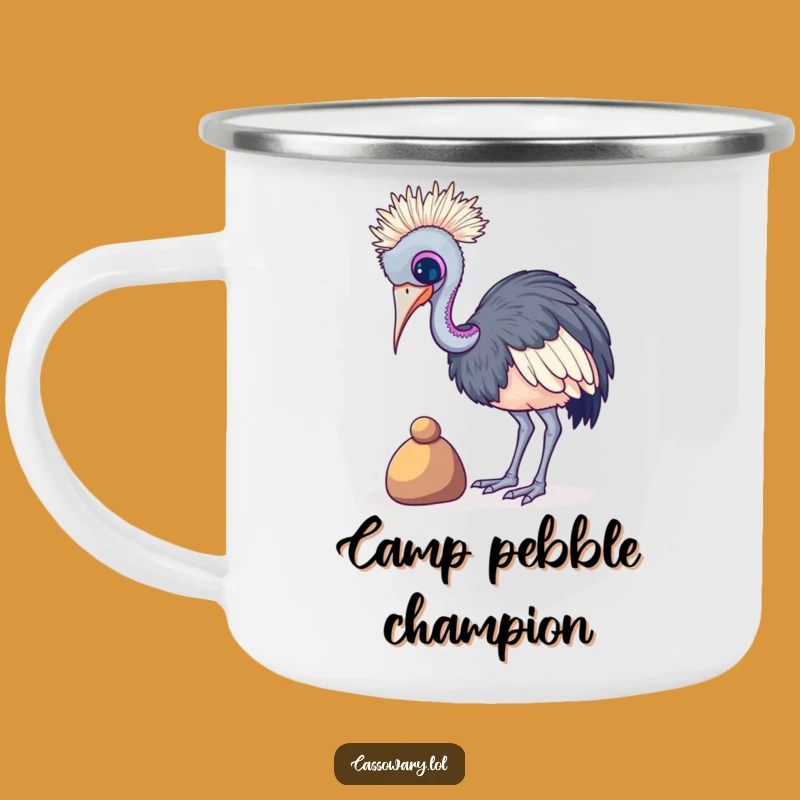 Funny Cassowary Pebble Balance Camping Mug: Sip with Steady Hands