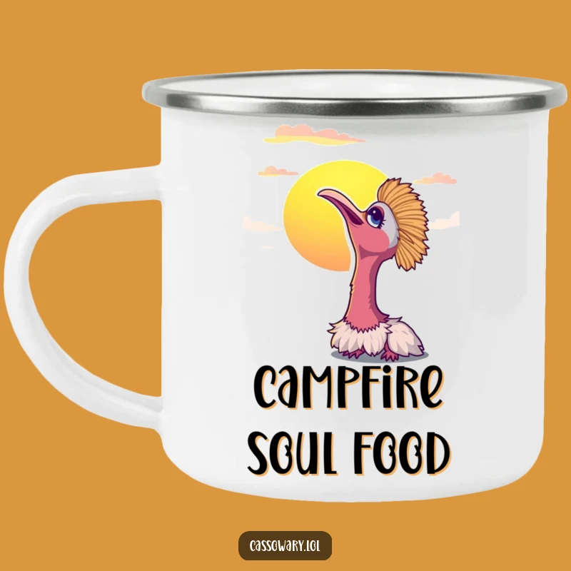 Funny Cassowary Sunset Camping Mug: Peaceful Bird Coffee Cup Gift