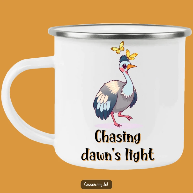 Funny Cassowary Trail Chaser Camping Mug: Sip and Pursue Adventure