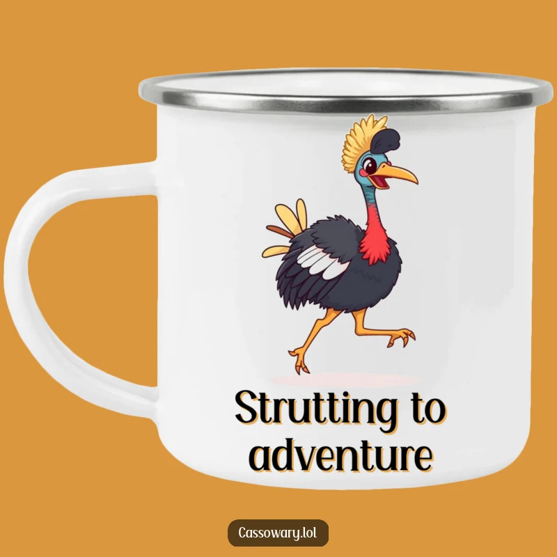 Funny Cassowary Camping Mug - Comical Bird Strut for Outdoor Laughs