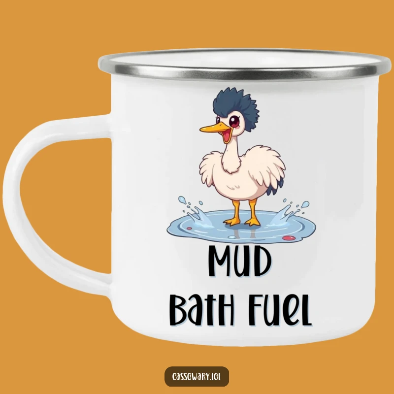 Funny Cassowary Puddle Splash Camping Mug - Outdoor Bird Art Gift