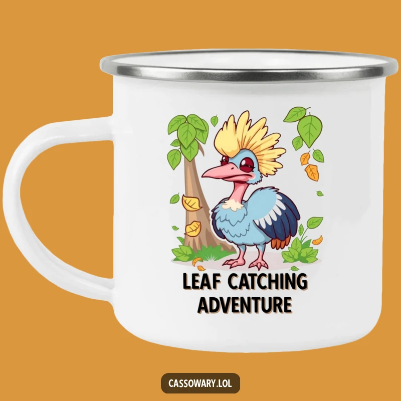 Funny Silly Cassowary Leaf Catch Camping Mug - Outdoor Comedy