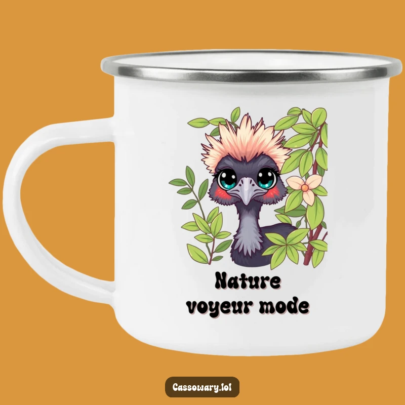 Funny Cassowary Camp Watcher Camping Mug: Sip and Observe Nature