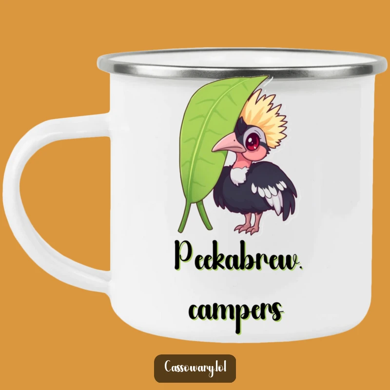 Funny Cassowary Leaf Peek Camping Mug: Adventure Humor Gift