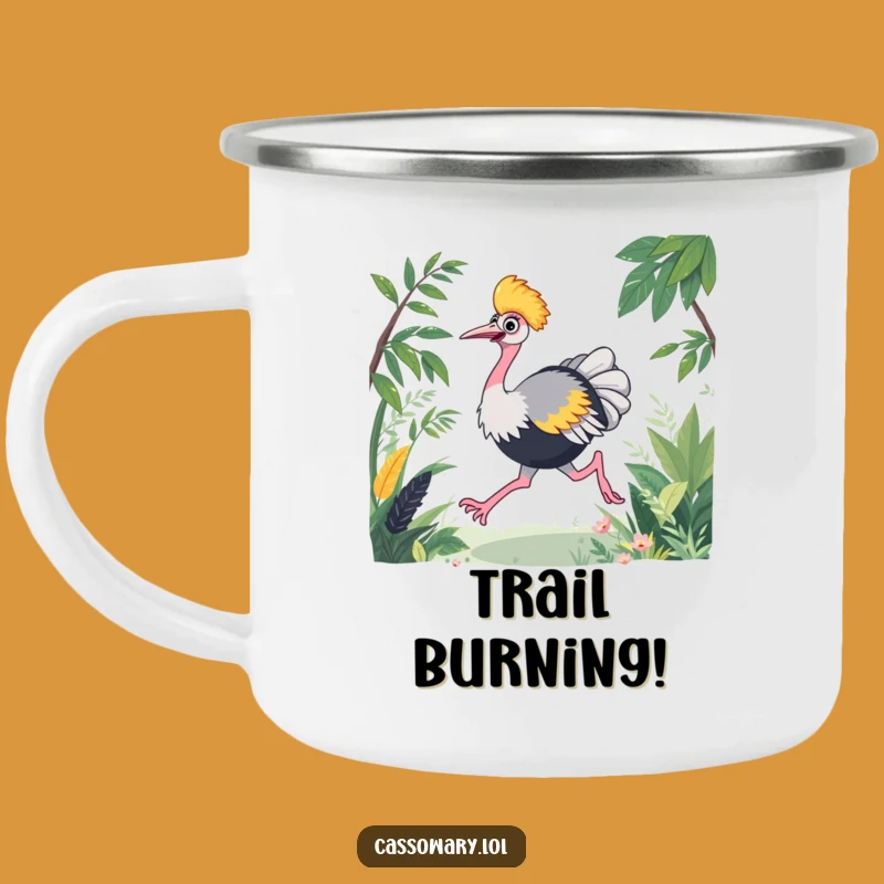 Funny Cassowary Camping Mug - Racing Through Foliage