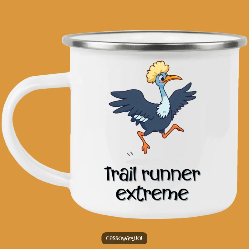 Funny Cassowary Dash Camping Mug: Powerful Bird Enamel Cup - Perfect Funny Outdoor Gift