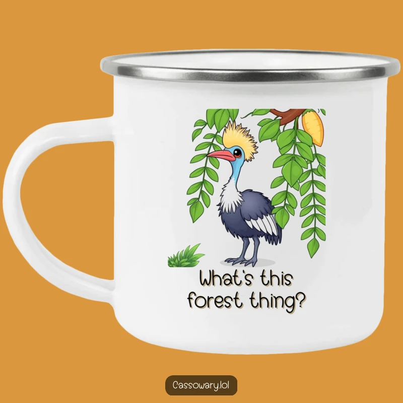 Funny Cassowary Camping Mug - Curious Bird on Vine