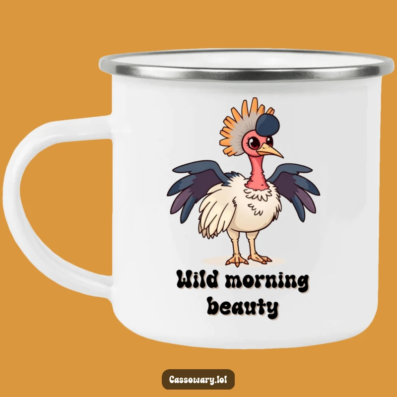Funny Cassowary Pride Camping Mug: Rugged Colorful Feathered Camp Gift