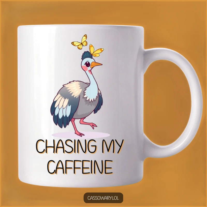 Funny Cassowary Butterfly Chase Mug: A Playful Gift for Dreamers