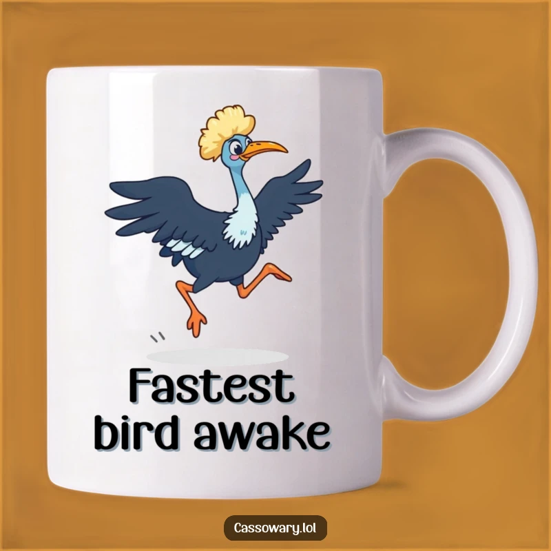 Funny Cassowary Dash Mug: Powerful Bird Action - A Unique Funny Gift Idea