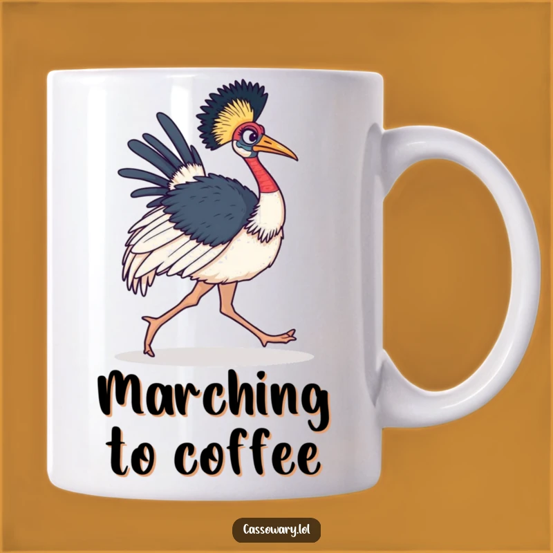 Funny Cassowary Marching Mug: Determined Bird, Perfect Gift for Go-Getters