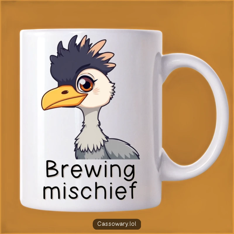 Funny Cassowary Mischief Mug: Playful Bird Lover's Clever Funny Gift