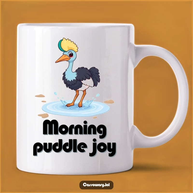 Funny Cassowary Puddle Mug - Playful Bird Splash Gift!