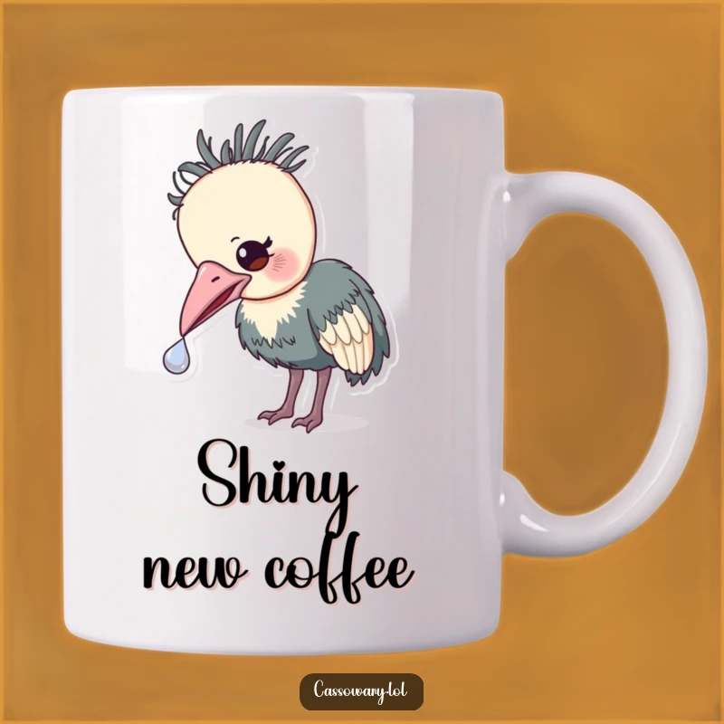 Funny Cassowary Treasure Mug: Shiny Object Nudge, Curious Bird Gift
