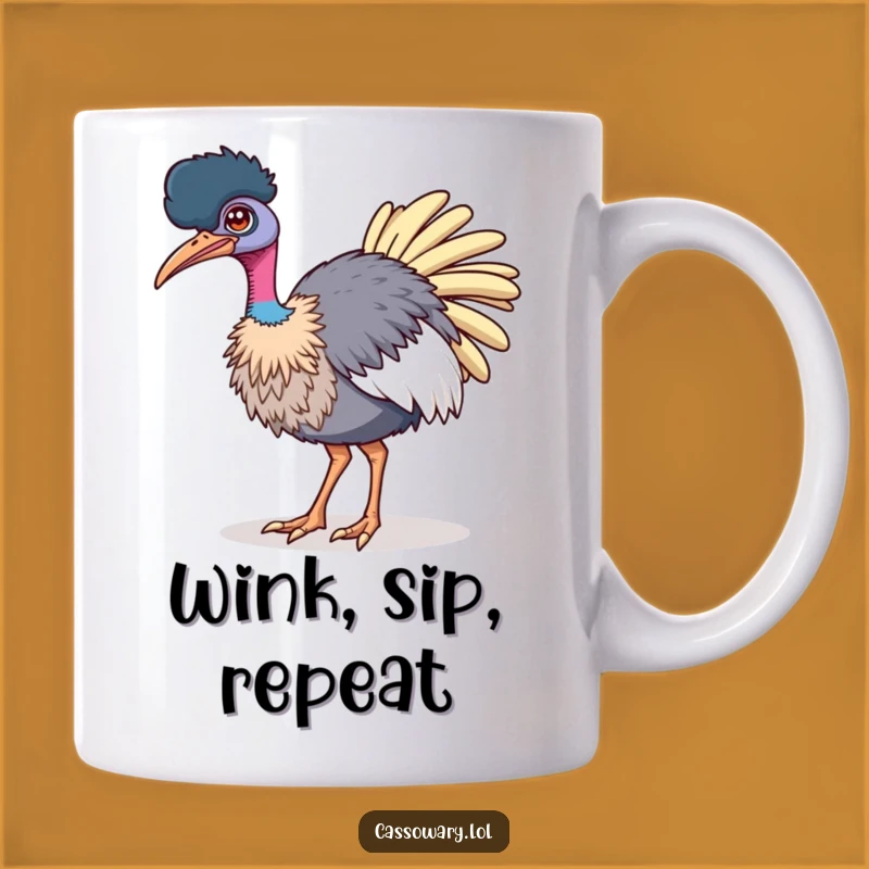 Funny Confident Cassowary Wink Mug: A Cheeky Bird Gift