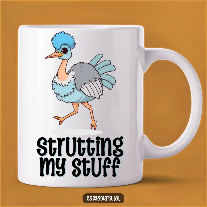Funny Kawaii Cassowary Strutting Mug - Proud Bird Art Gift