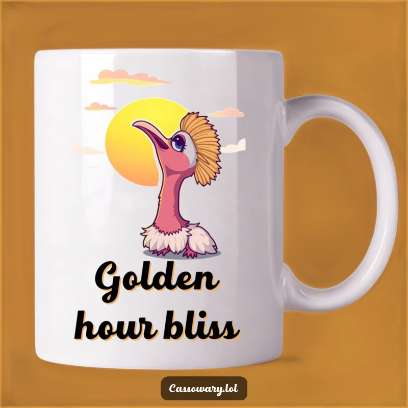 Funny Cassowary Sunset Mug: Peaceful Bird Gift for Serene Moments