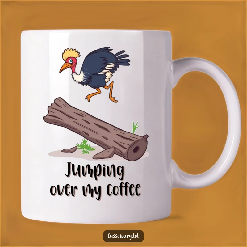 Funny Cassowary Agility Leap Mug - Surprising Bird Jump Gift Idea