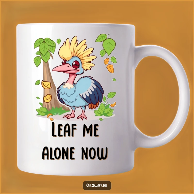 Funny Silly Cassowary Leaf Catch Mug - Comical Bird Lover Gift
