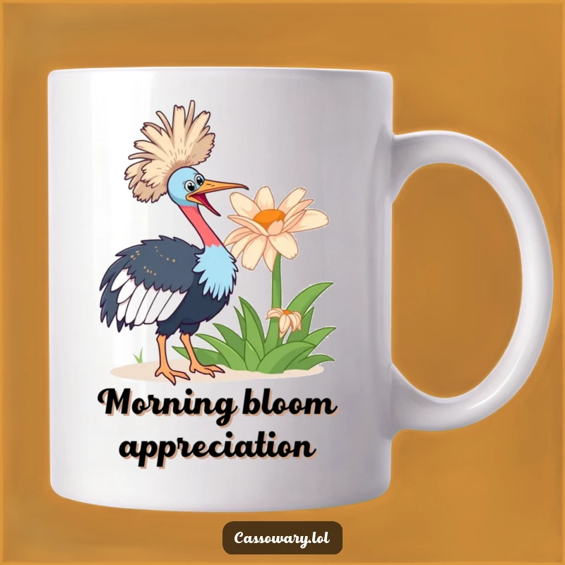 Funny Cassowary Flower Mug: Enthusiastic Bird Design, Perfect Humorous Gift for Nature Lovers
