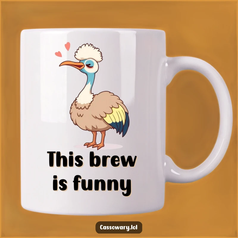 Funny Cassowary Laugh Mug: Joyful Bird Tipping Head Back, Hilarious Gift