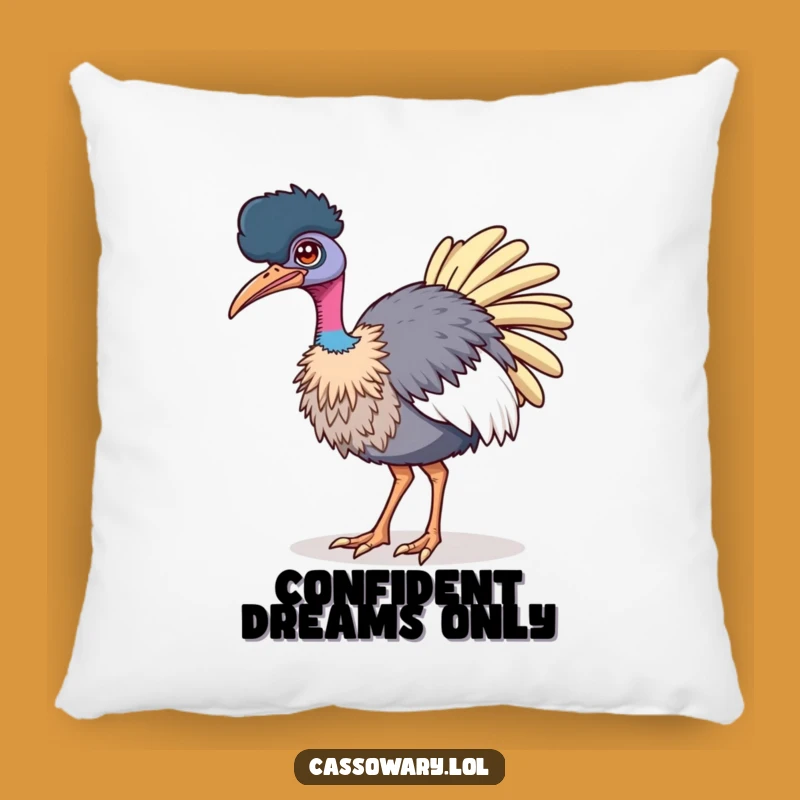 Cushy Funny Confident Cassowary Pillow: Soft & Bold Gift