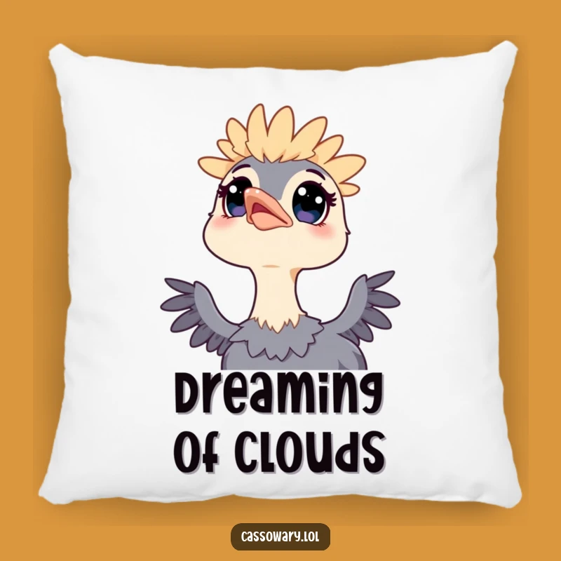 Funny Kawaii Cassowary Sky Gazer Pillow - Cozy Dreamer Accent