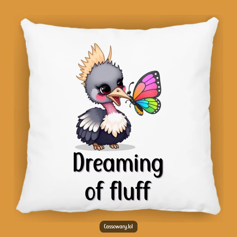 Funny Cassowary Butterfly Pillow - Playful Bird's Gentle Nudge Accent