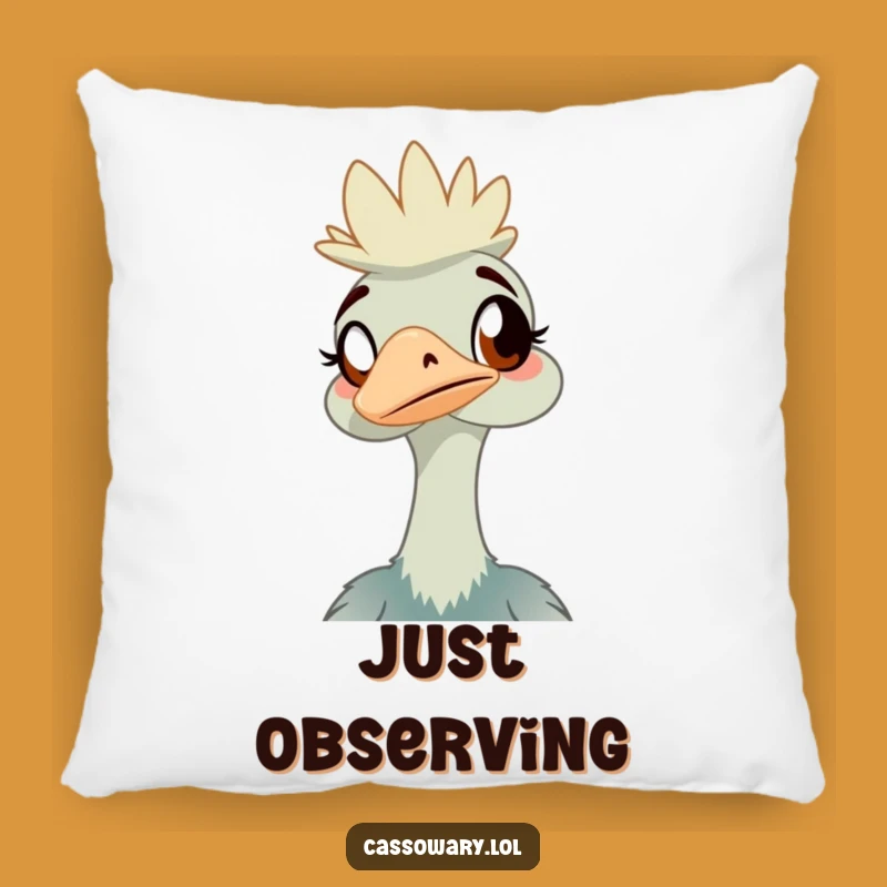 Funny Cassowary Pillow: Amused Bird Cushion, Cozy Humorous Home Gift