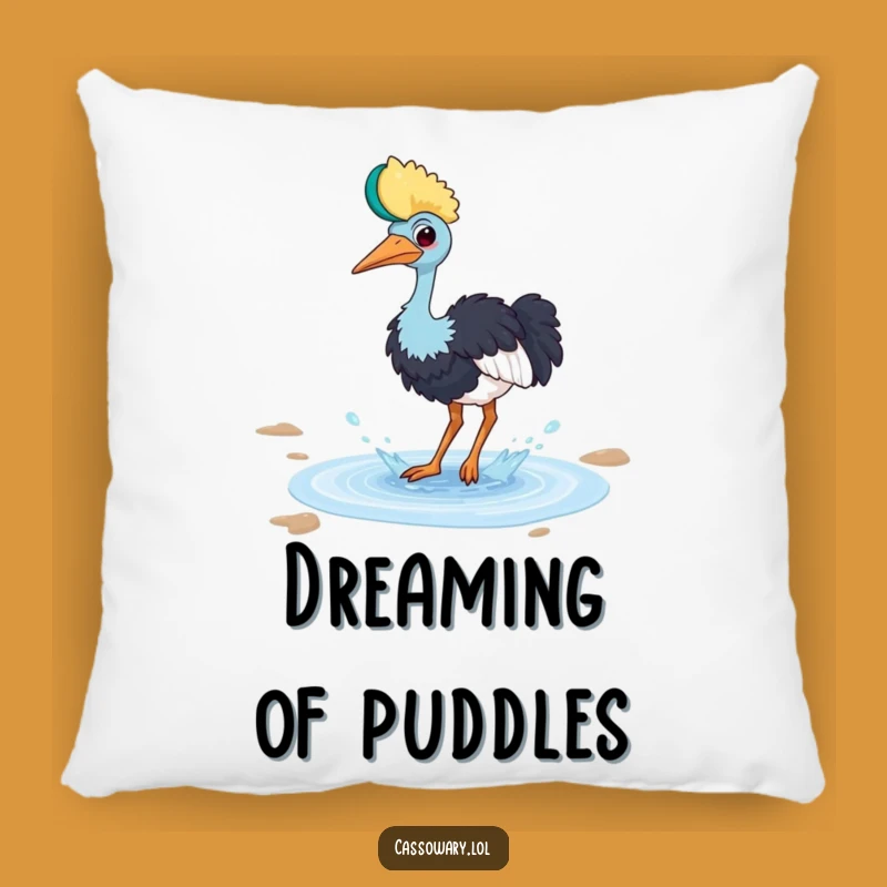 Funny Cassowary Puddle Pillow - Cozy Playful Bird Accent Gift!