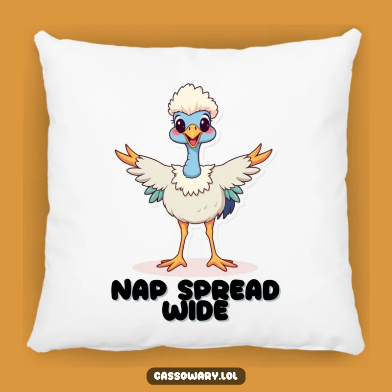 Funny Happy Cassowary Pillow: Cozy Comfort in Wide Stance, Quirky Decor