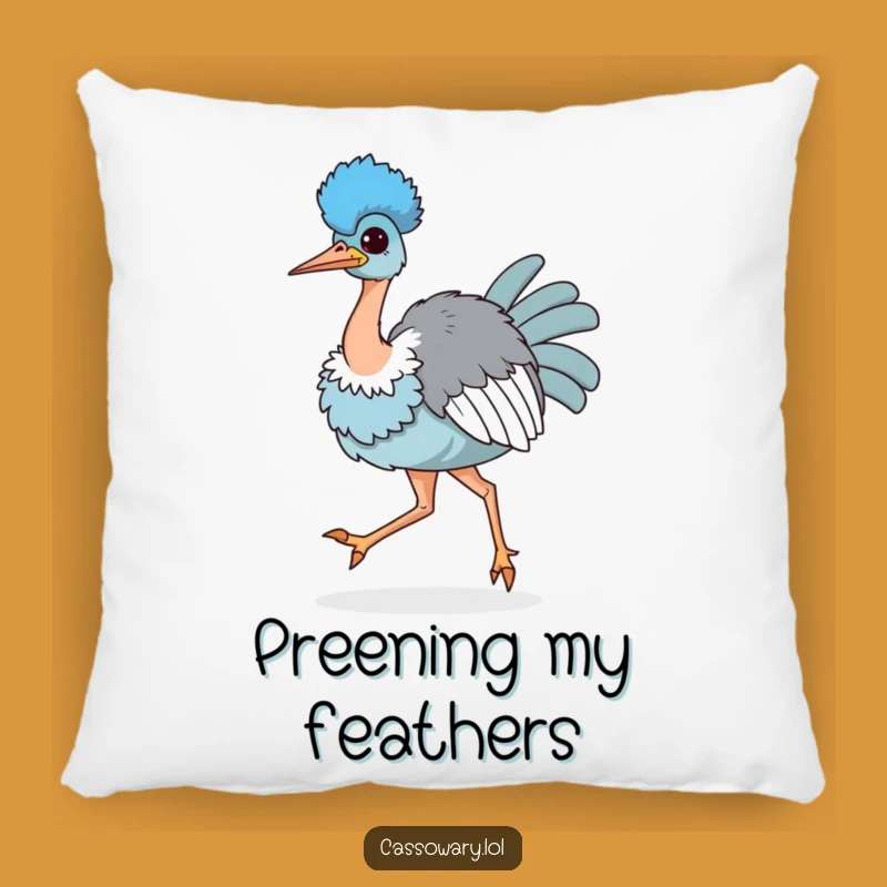 Funny Kawaii Cassowary Strutting Pillow - Cozy Confident Accent