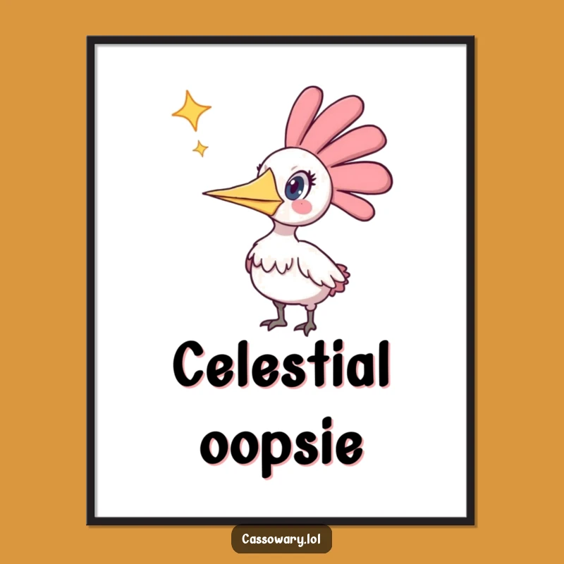 Funny Cassowary Star Surprise Digital Print: Instant Cosmic Comedy for Your Walls