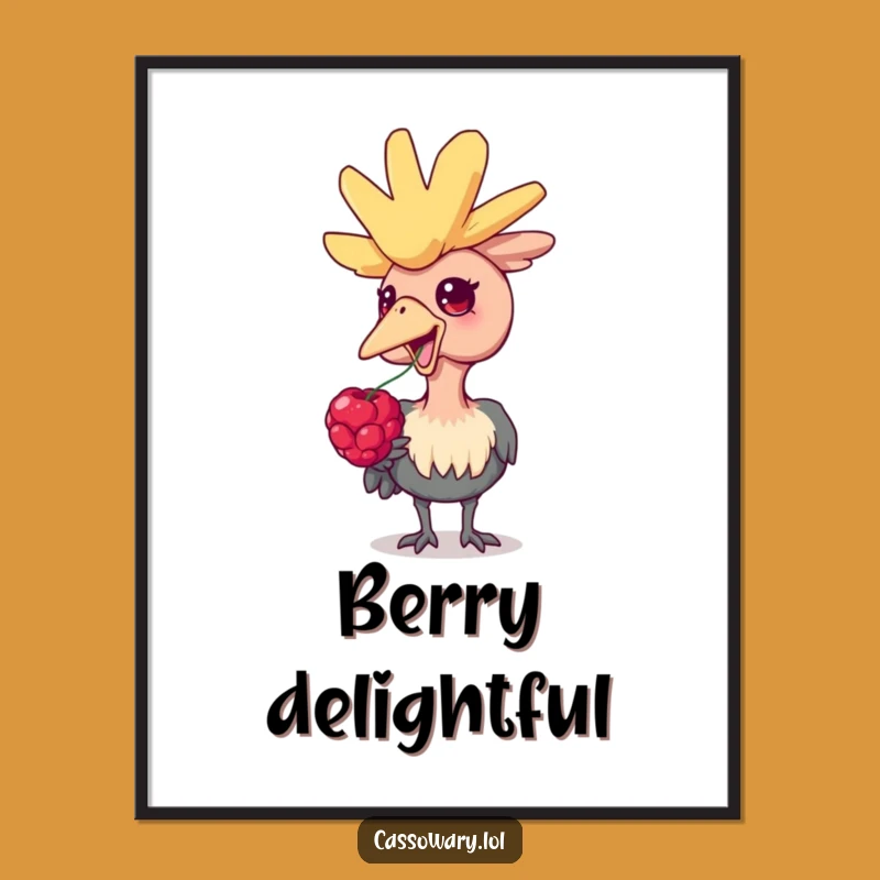 Funny Cassowary Berry Joy Digital Art Print: Instant Cheerful Wall Decor