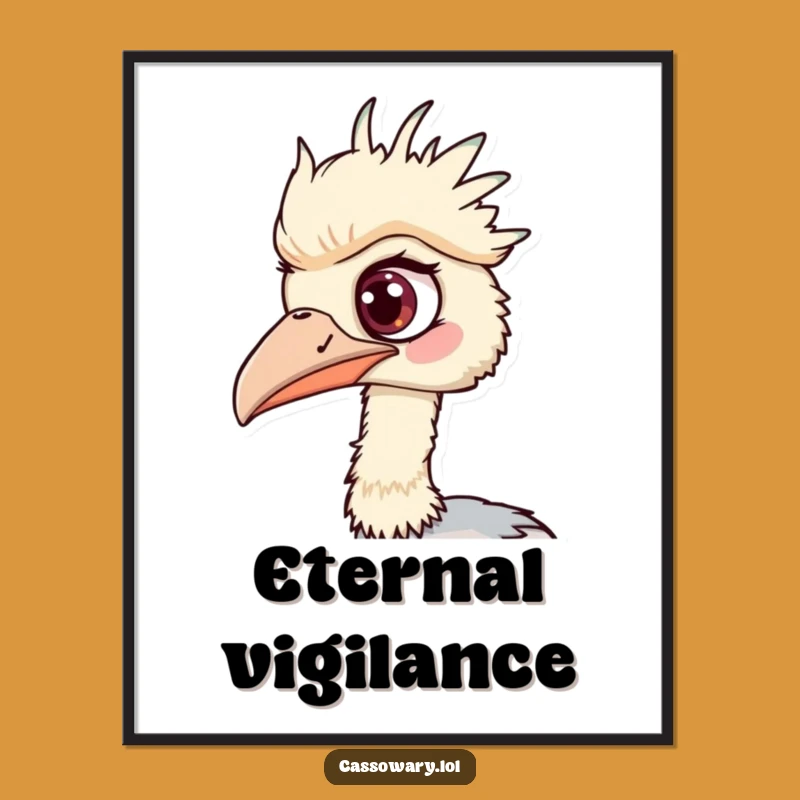 Funny Cassowary Digital Art: One Eyed Spotting Wonder, Instant Gift