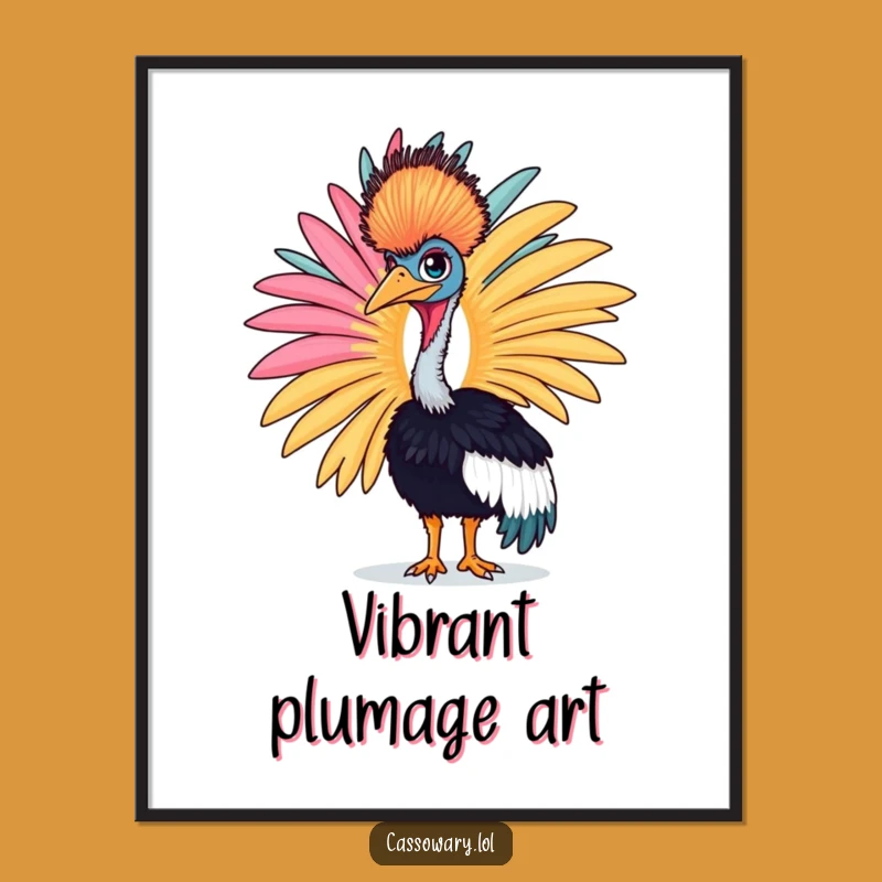 Funny Cassowary Feather Digital Art - Bold Bird Decor Gift!