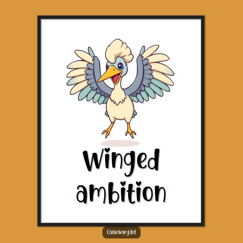 Funny Cassowary Leap Digital Print: Instant Energy for Your Walls