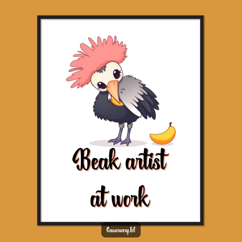 Funny Cassowary Mango Moment Digital Print: Instant Humorous Art Gift