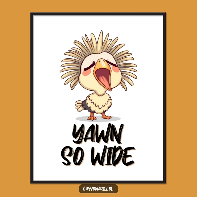 Funny Sleepy Cassowary Yawn Digital Print: Instant Relaxing Art Gift